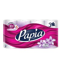 Туалетная бумага Papia делюкс балийский цветок 3 сл. 8 рулонов