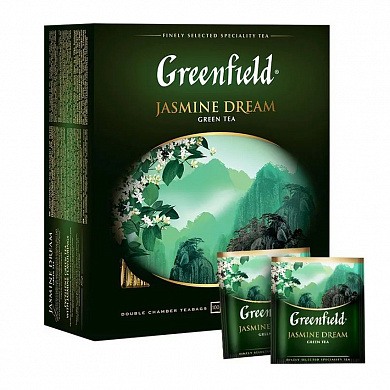 Чай Гринфилд зеленый Жасмин Дрим в пакетах, 100 шт