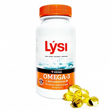 LYSI «Омега-3» с витамином D, 120 шт.
