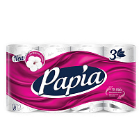 Туалетная бумага Papia делюкс 3 сл. 8 рулонов