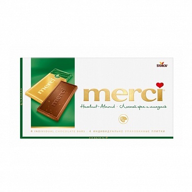 Шоколад MERCI лесной орех и миндаль, 100 г