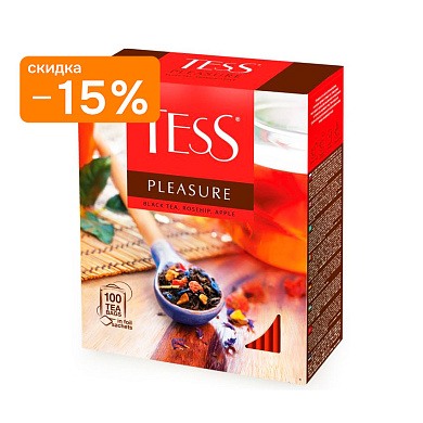 Чай Tess черный Pleasure шиповник и яблоко, в пакетах 100 шт