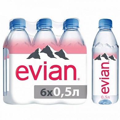 Вода «Evian» 6х0,5 л, без газа ПЭТ