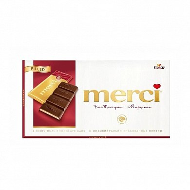 Шоколад MERCI тёмный с марципанами, 112 г