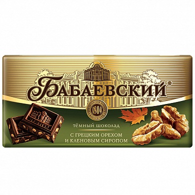 Шоколад Бабаевский темный с грецким орехом и кленовым сиропом, 90 г