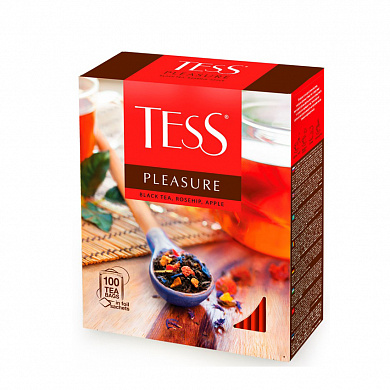 Чай Tess черный Pleasure шиповник и яблоко, в пакетах 100 шт