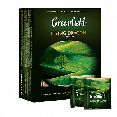 Чай Гринфилд зеленый Флаинг Драгон в пакетах, 100 шт